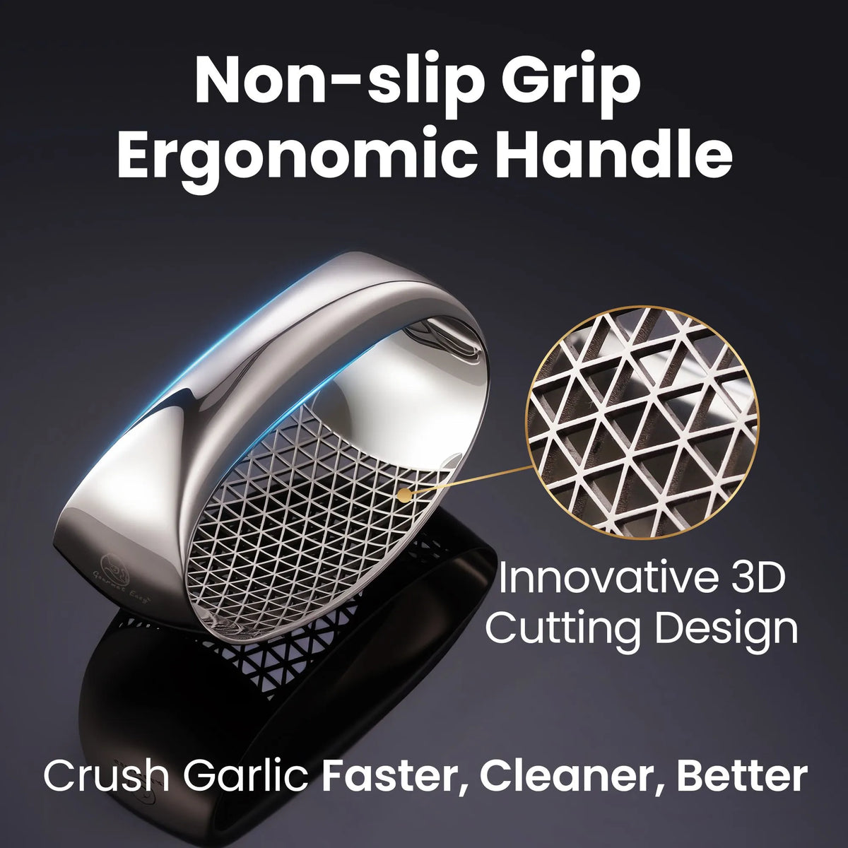 Gourmet Easy Garlic Press Rocker, Stainless Steel Garlic Crusher with Eject Base, Garlic Grinder - Image 2