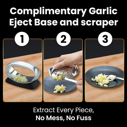 Gourmet Easy Garlic Press Rocker, Stainless Steel Garlic Crusher with Eject Base, Garlic Grinder - Image 3
