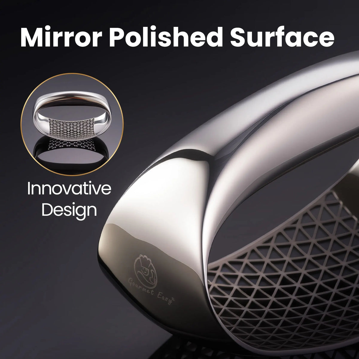 Gourmet Easy Garlic Press Rocker, Stainless Steel Garlic Crusher with Eject Base, Garlic Grinder - Image 4