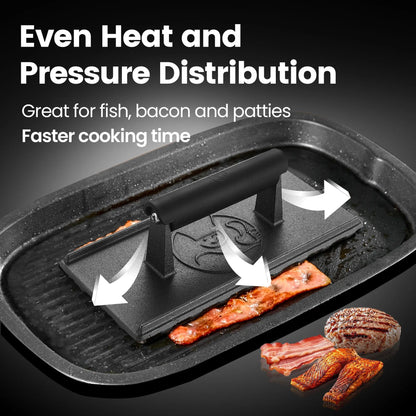 Gourmet Easy Grill Press with Heat Resistant Handle, 3LBS Cast Iron Smash Burger Press - Image 3