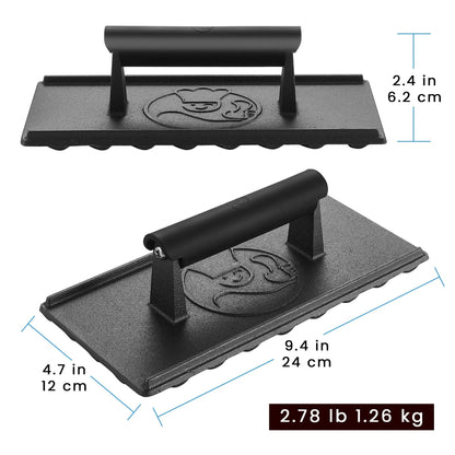 Gourmet Easy Grill Press with Heat Resistant Handle, 3LBS Cast Iron Smash Burger Press - Image 7