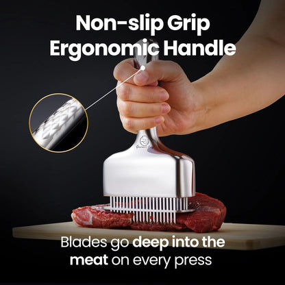Gourmet Easy Meat Tenderizer Tool, Ultra Sharp Stainless Steel Needle Blades, Non-slip Long Handle - Image 2