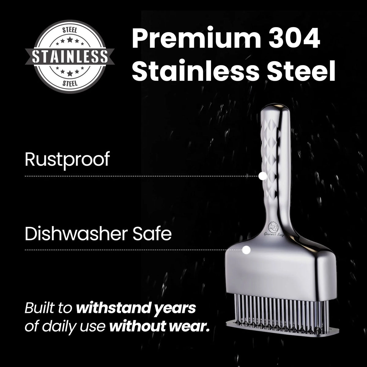 Gourmet Easy Meat Tenderizer Tool, Ultra Sharp Stainless Steel Needle Blades, Non-slip Long Handle - Image 4
