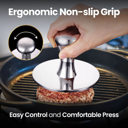 Gourmet Easy 2-IN-1 Smash Burger Press & Patty Maker, Stainless Steel Hamburger Helper, Bonus Patty Liner - Image 3
