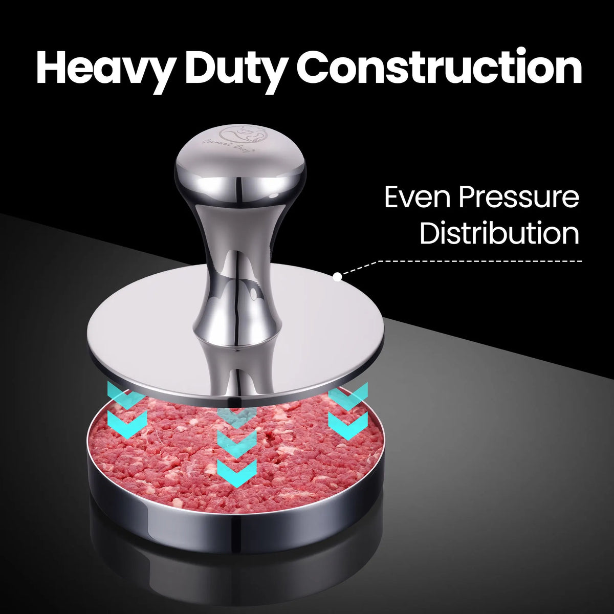 Gourmet Easy 2-IN-1 Smash Burger Press & Patty Maker, Stainless Steel Hamburger Helper, Bonus Patty Liner - Image 4