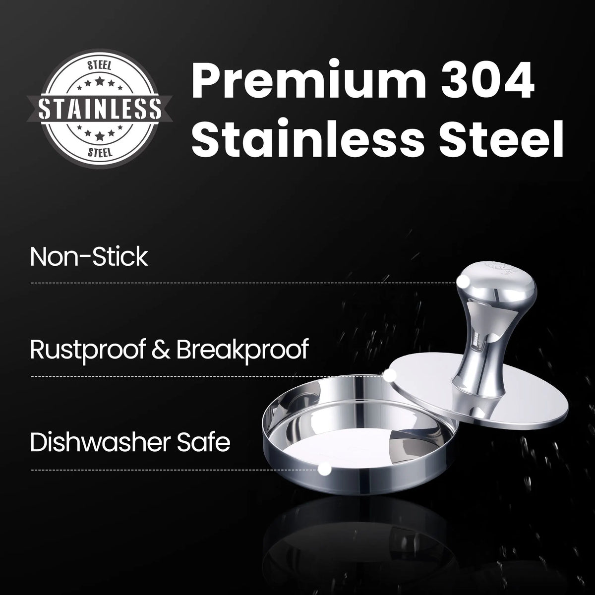 Gourmet Easy 2-IN-1 Smash Burger Press & Patty Maker, Stainless Steel Hamburger Helper, Bonus Patty Liner - Image 5