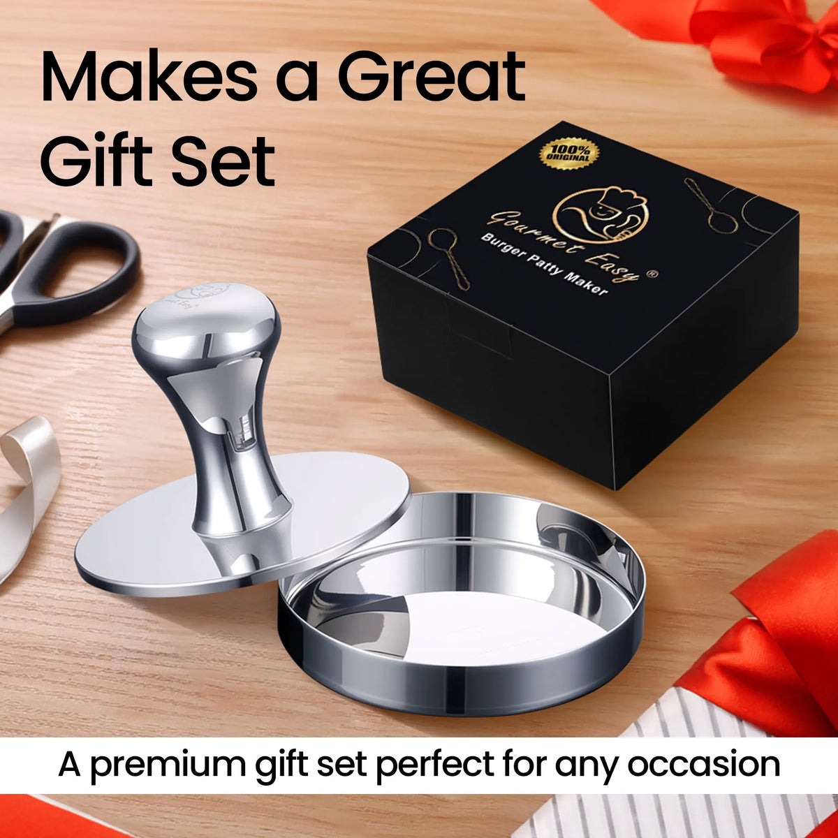 Gourmet Easy 2-IN-1 Smash Burger Press & Patty Maker, Stainless Steel Hamburger Helper, Bonus Patty Liner - Image 6