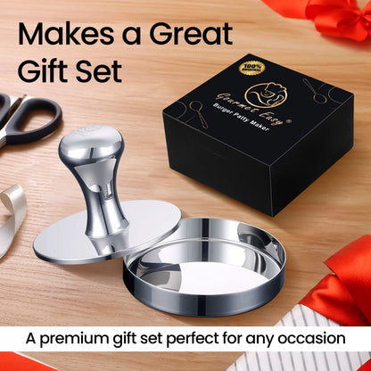 Gourmet Easy 2-IN-1 Smash Burger Press & Patty Maker, Stainless Steel Hamburger Helper, Bonus Patty Liner - Image 6