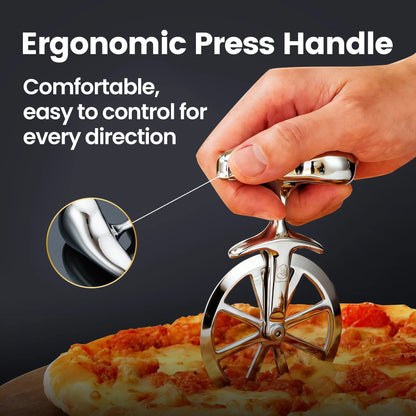Gourmet Easy Pizza Cutter, Stainless Steel Ultra Sharp Pastry Cutter, No-Wobble, Easy to Clean - Image 3
