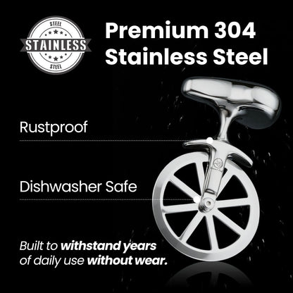 Gourmet Easy Pizza Cutter, Stainless Steel Ultra Sharp Pastry Cutter, No-Wobble, Easy to Clean - Image 5