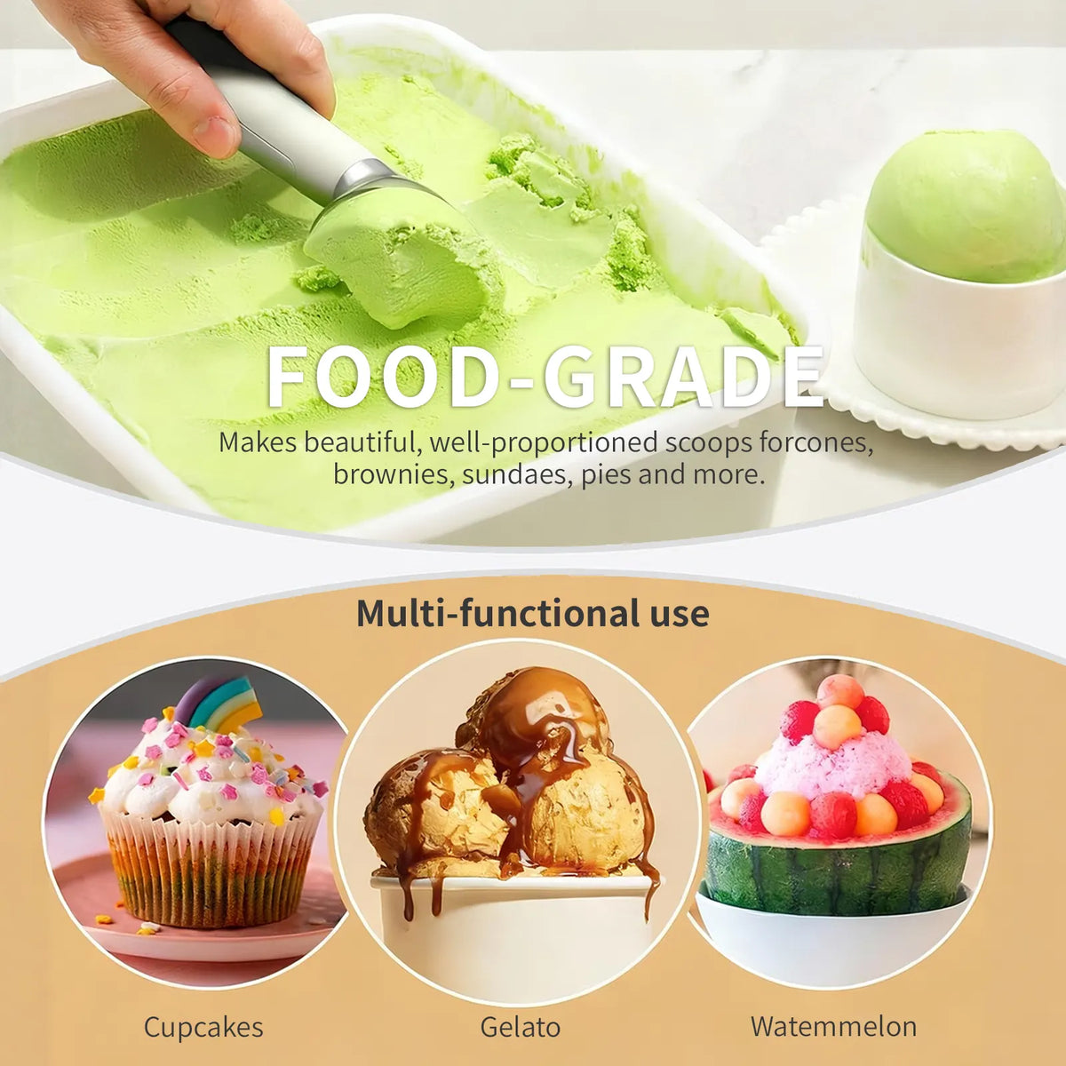 Heated Ice Cream Scoop, Rechargeable Electric Warming Scooper, Heats to for Hard Ice Cream, Waterproof, Easy for Seniors & Kids (White，17.8*4.3cm) - Image 4