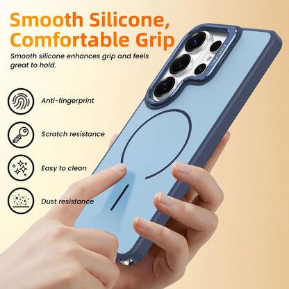 for Samsung Galaxy S26 Ultra Case with Lens Kickstand, Support Wireless Charging, Military-Grade Shockproof Protection Slim Magnetic Case, Soft TPU Acrylic PC Material, Blue - Image 5