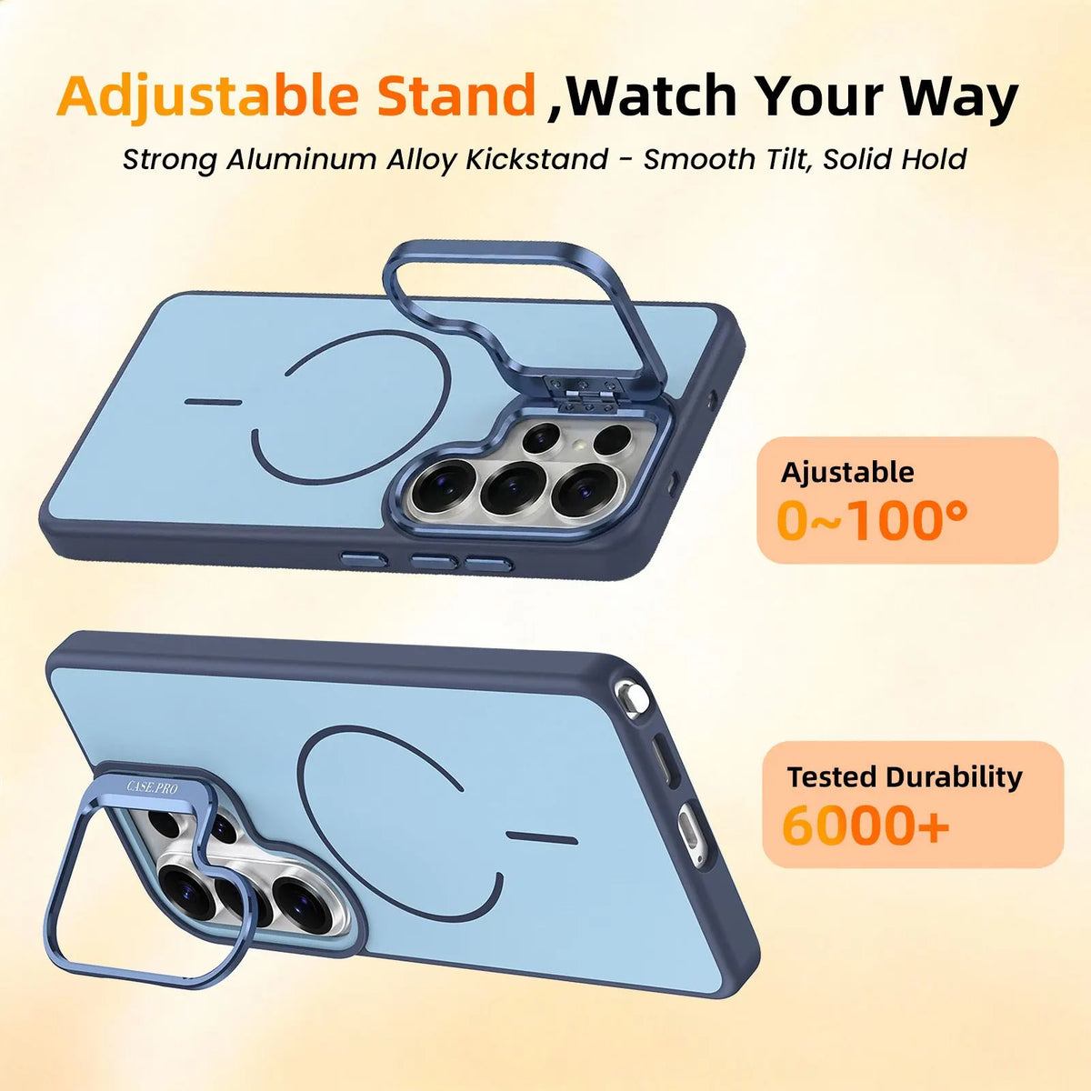 for Samsung Galaxy S26 Ultra Case with Lens Kickstand, Support Wireless Charging, Military-Grade Shockproof Protection Slim Magnetic Case, Soft TPU Acrylic PC Material, Blue - Image 7