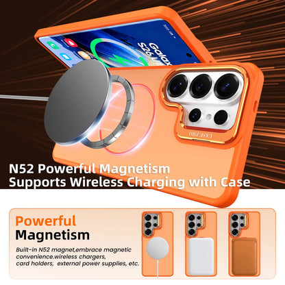Samsung Galaxy S26 Ultra Case with Lens Kickstand, Support Wireless Charging, Military-Grade Shockproof Protection Slim Magnetic Case, Orange - Image 3