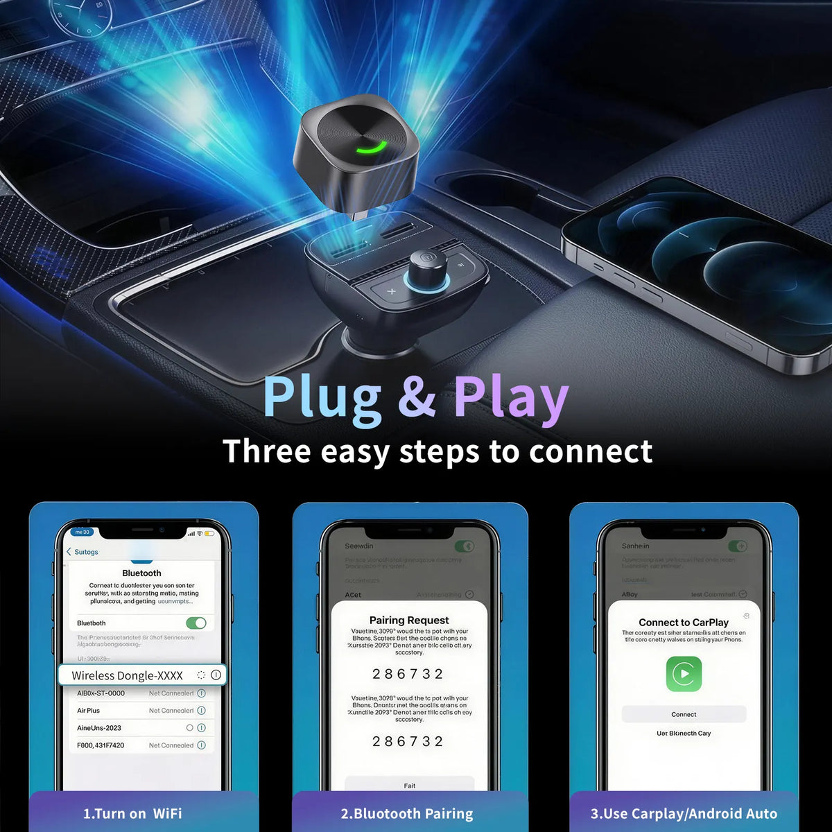 2 in 1 Wireless CarPlay and Android Auto Adapter Plug and Play Carplay Adapter - Image 6