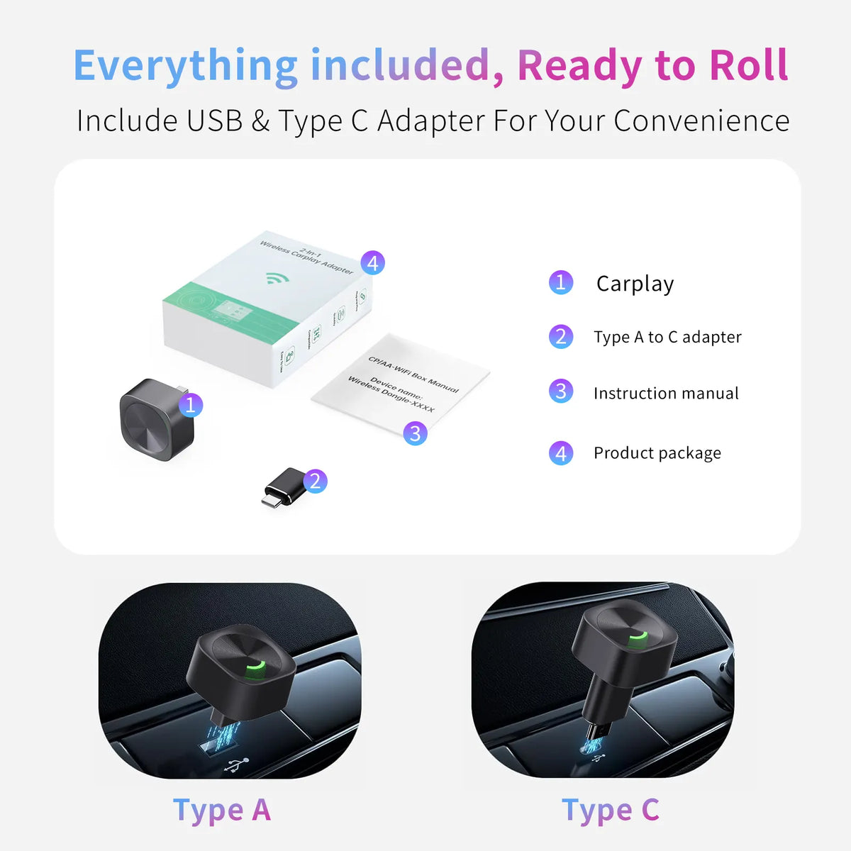 2 in 1 Wireless CarPlay and Android Auto Adapter Plug and Play Carplay Adapter - Image 7