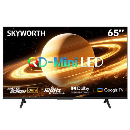 SKYWORTH 65X6600H QD-Mini LED 4K Smart TV, Matte Anti-Glare Display, 120Hz Turbo Mode, AI 4K Upscaling, AI Color Enhancement，Google TV, Dolby Atmos+Dolby Vision, 30W Speakers，HDMI2.1