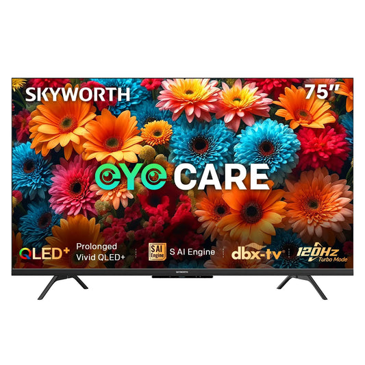 SKYWORTH Q6600H 75" - QLED+ 4K Smart Google TV, Gen 5 Quantum Dot, 120Hz Refresh Rate, AI-Powered Picture, Dolby Audio DBX-tv Audio, Voice Control, Screen Casting, HDR, Eco-Friendly Design