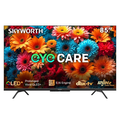 SKYWORTH Q6600H 85" - QLED+ 4K Smart Google TV, Gen 5 Quantum Dot, 120Hz Refresh Rate, AI-Powered Picture, Dolby Audio DBX-tv Audio, Voice Control, Screen Casting, HDR, Eco-Friendly Design