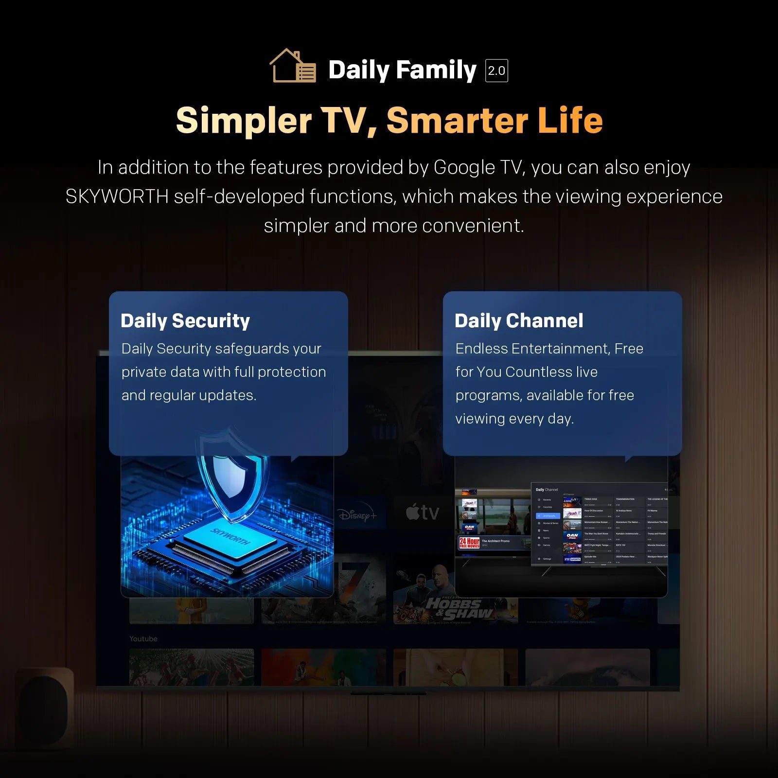 SKYWORTH Q6600H 55" - QLED+ 4K Smart Google TV, Gen 5 Quantum Dot, 120Hz Refresh Rate, AI-Powered Picture, Dolby Audio DBX-tv Audio, Voice Control, Screen Casting, HDR, Eco-Friendly Design - Image 5