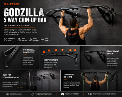 Wall Mounted Godzilla Chin-Up Bar (5 Way) - Image 2