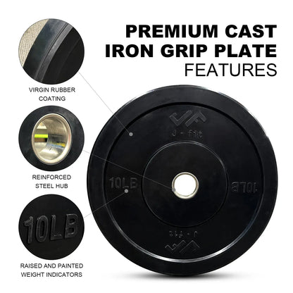 JFIT Black Olympic Bumper Plate 10LB 25LB 35LB 45LB — 25LB/11KG - Image 5