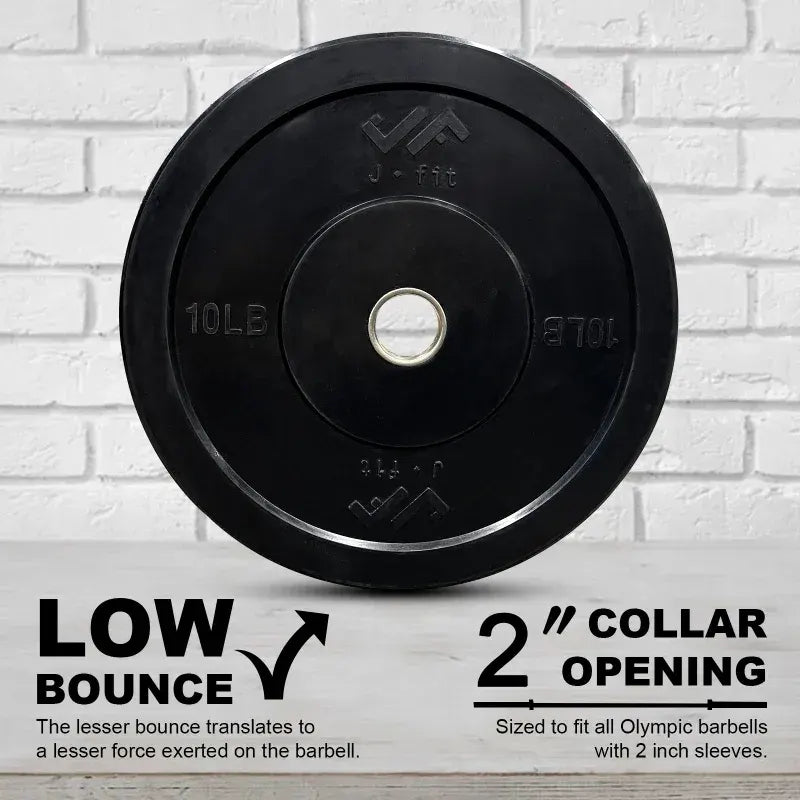 JFIT Black Olympic Bumper Plate 10LB 25LB 35LB 45LB — 45LB/20KG - Image 4