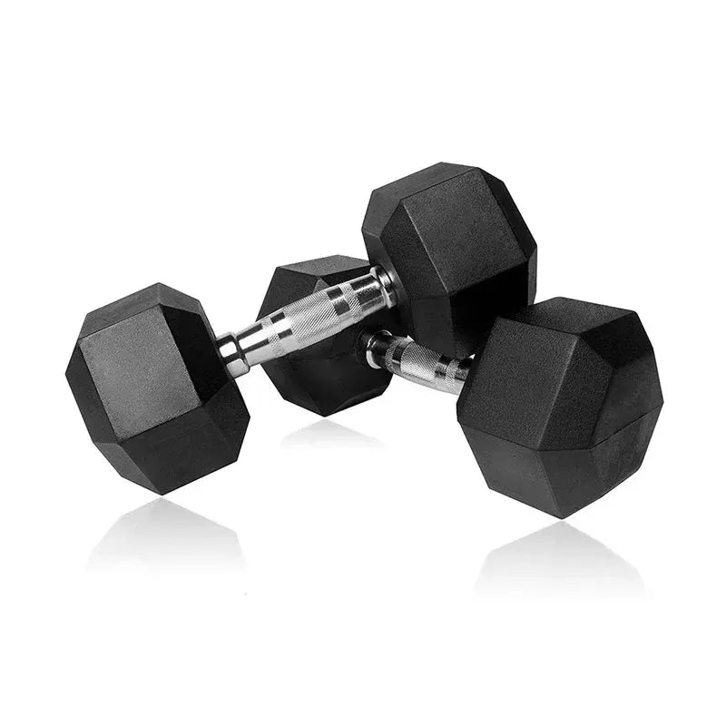 Pair of 60kg Rubber Hex Dumbbells