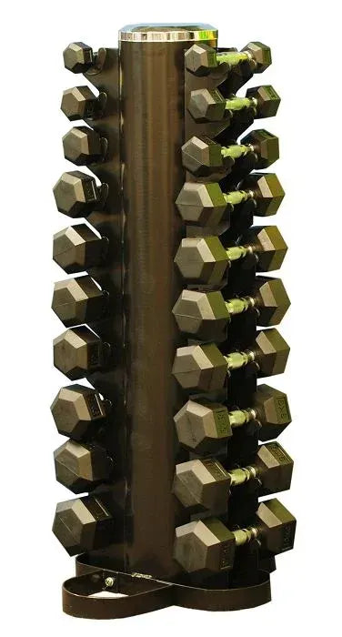 1-10kg Rubber Hexagonal Dumbbell Set With Vertical Rack - Image 2