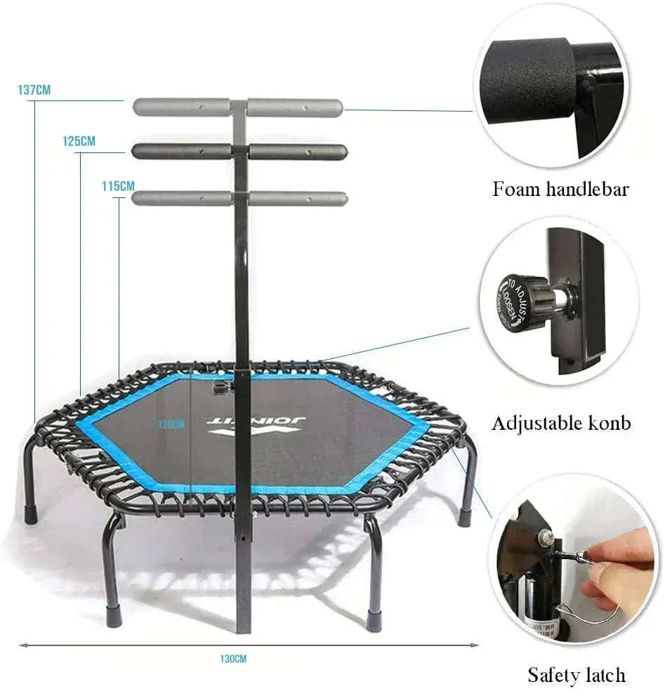 Foldable Mini Trampoline,Fitness Re-bounder with Adjustable Bar - Image 2