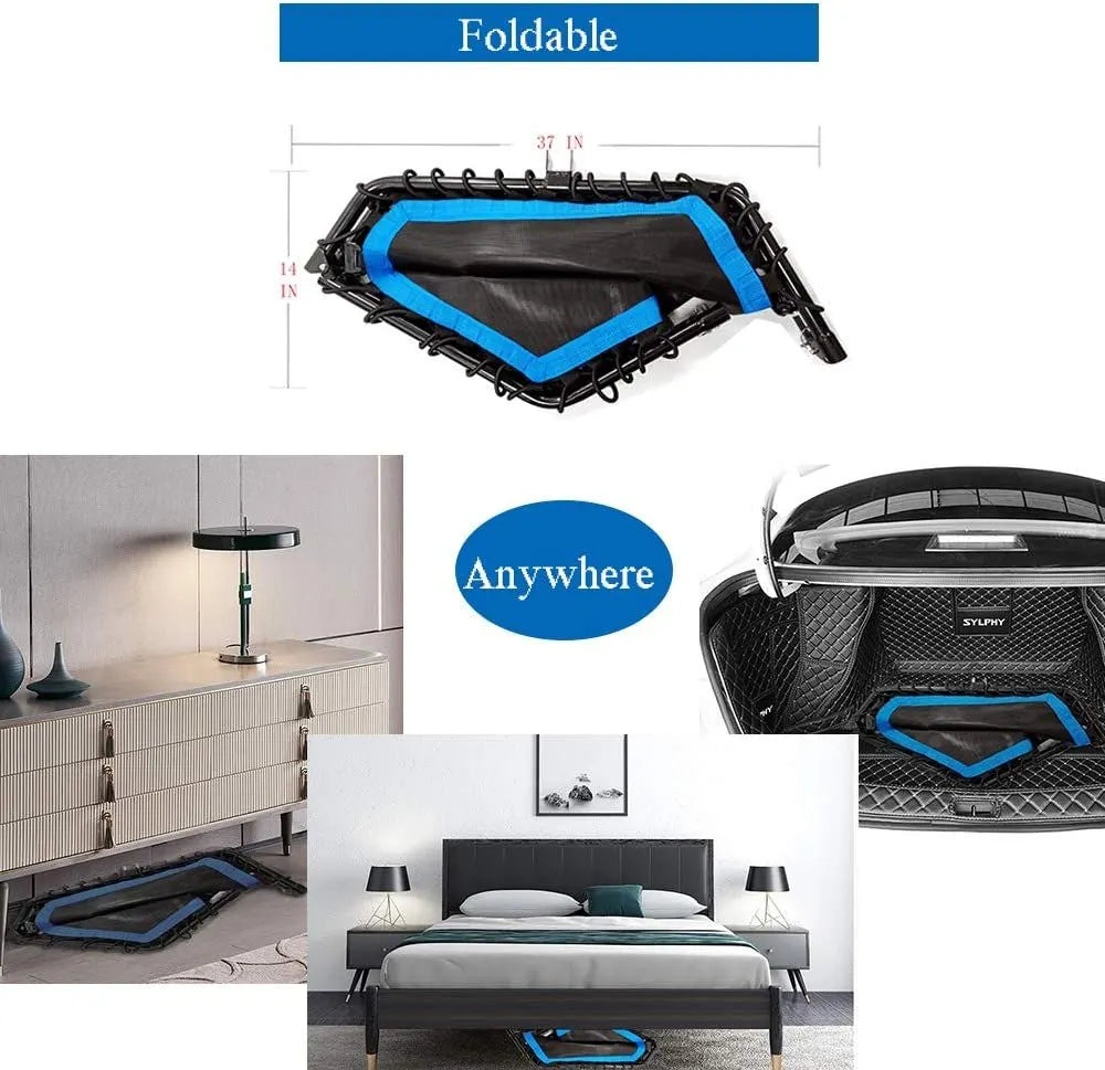 Foldable Mini Trampoline,Fitness Re-bounder with Adjustable Bar - Image 4