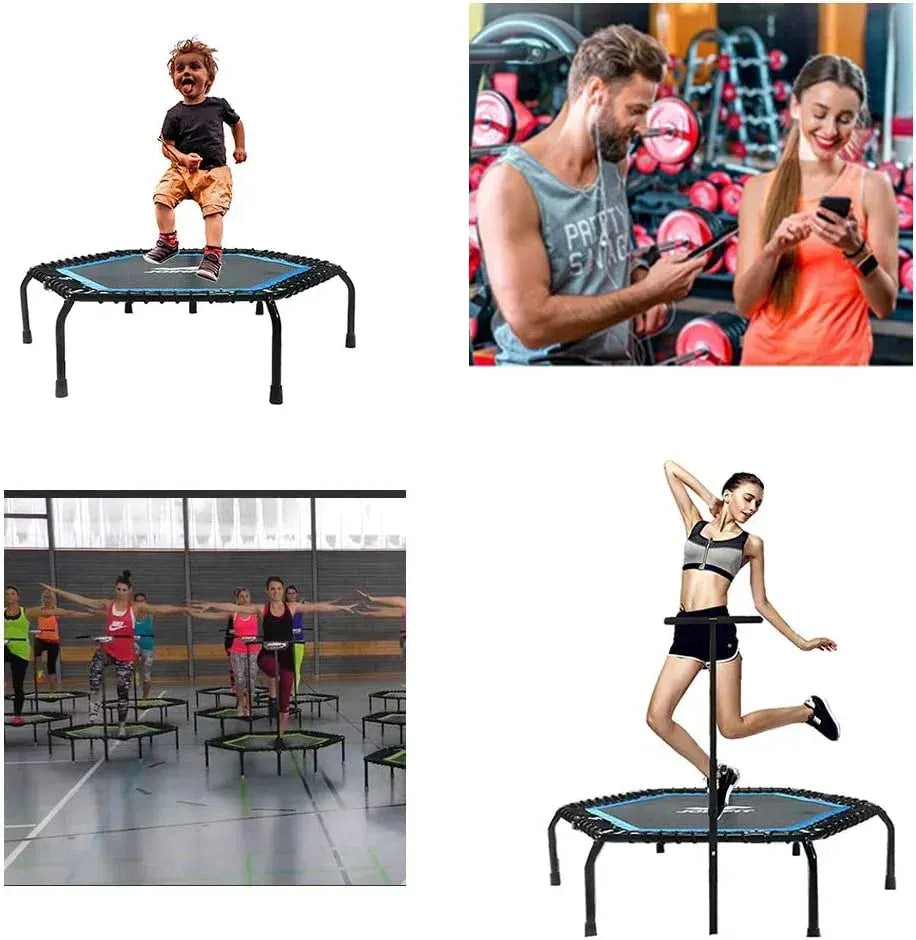 Foldable Mini Trampoline,Fitness Re-bounder with Adjustable Bar - Image 7