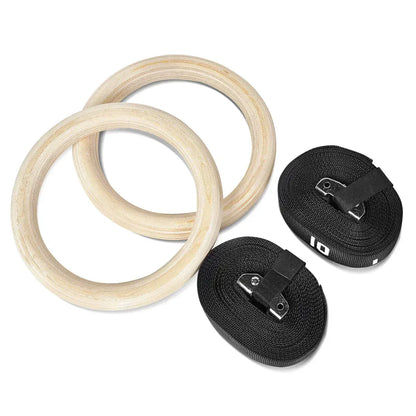 Wooden Gymnastic Rings with Adjustable Straps - Image 3