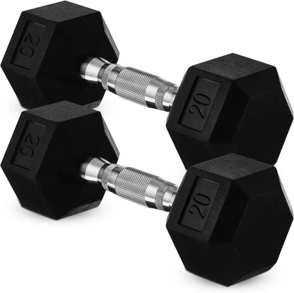 20lb to 45lb Rubber Coated Hex Dumbbells (sold in pairs) — Pair of 25LB / ~11.5kg - Image 7
