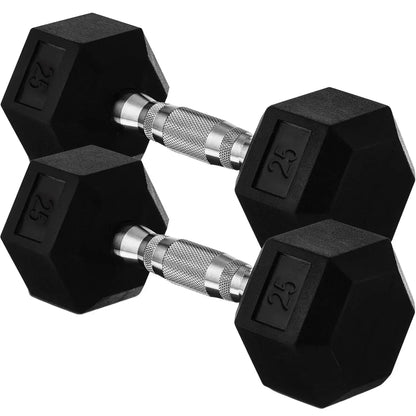 20lb to 45lb Rubber Coated Hex Dumbbells (sold in pairs) — Pair of 35LB / ~16kg - Image 8