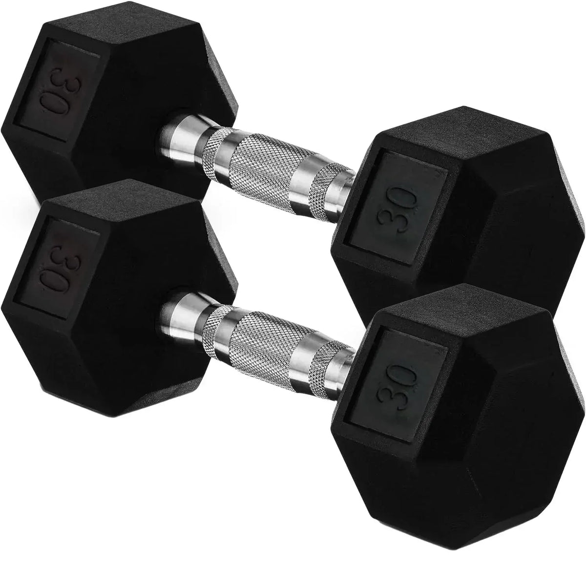 20lb to 45lb Rubber Coated Hex Dumbbells (sold in pairs) — Pair of 35LB / ~16kg - Image 9