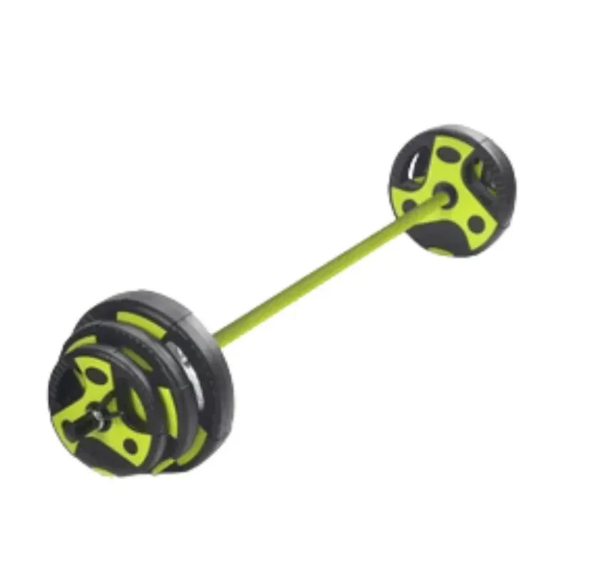 NEW 20KG Aerobic Barbell Set | Black & Green Tri Grip Plate