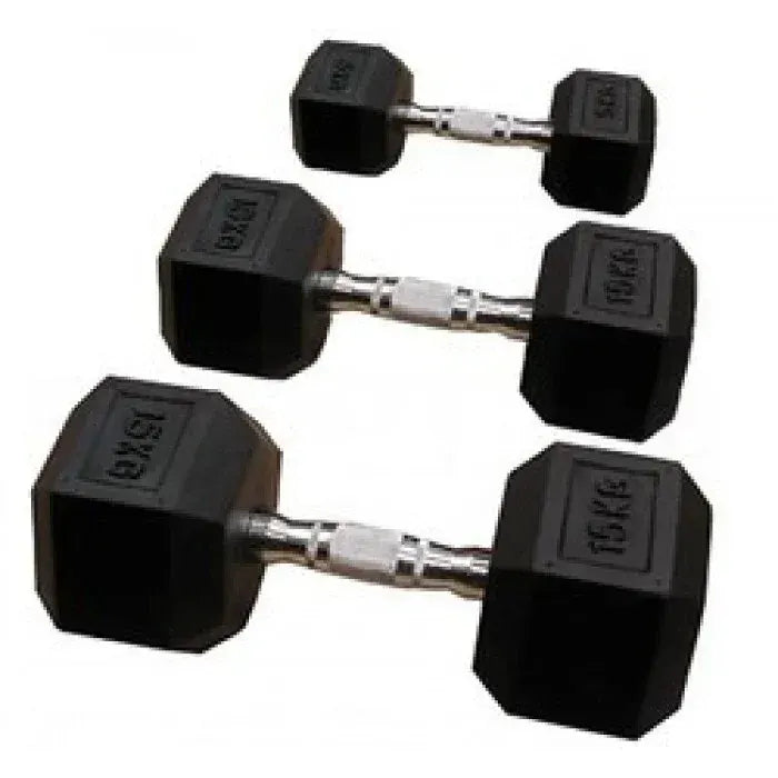 Pair of 2.5kg Rubber Hex Dumbbells - Image 2