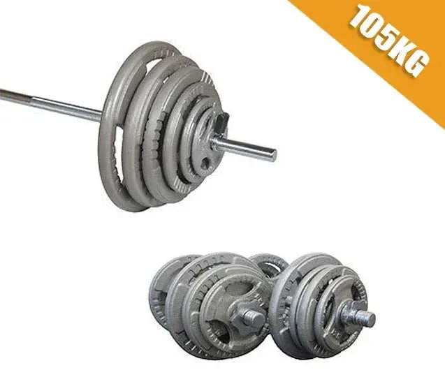 105kg Standard Hammertone Barbell/Dumbbell Weights Set