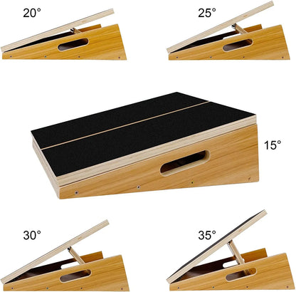 Wooden Slant Board- Adjustable Incline Board and Calf Stretcher