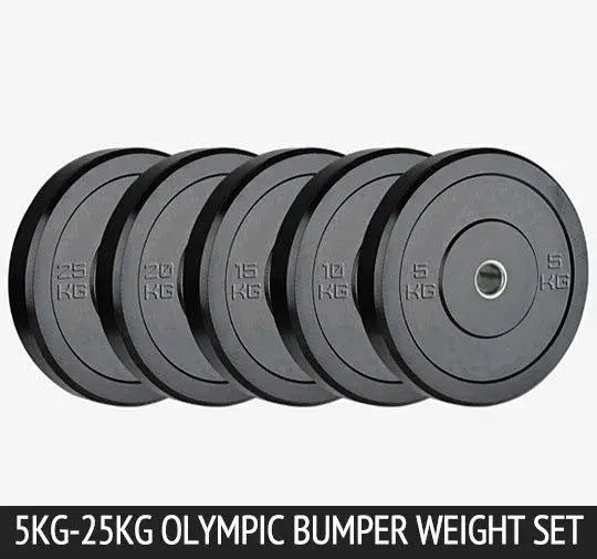 150kg Black Olympic Bumper Plate Weight Set