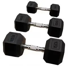 Pair of 7.5kg Rubber Hex Dumbbells - Image 2