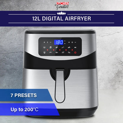 Kitchen Couture 12 Litre Air Fryer Multifunctional LCD One Touch Display Silver - Image 2