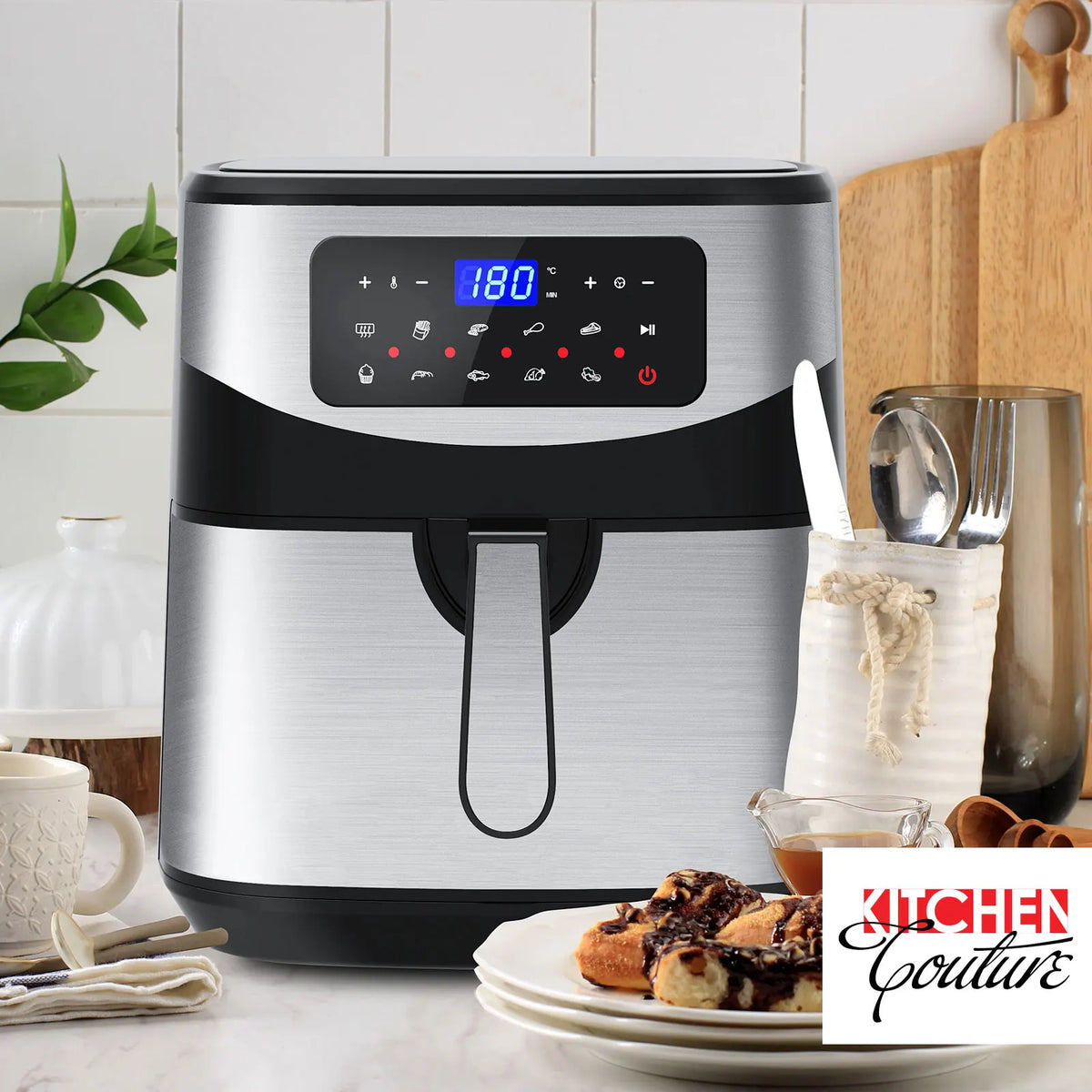 Kitchen Couture 12 Litre Air Fryer Multifunctional LCD One Touch Display Silver - Image 3