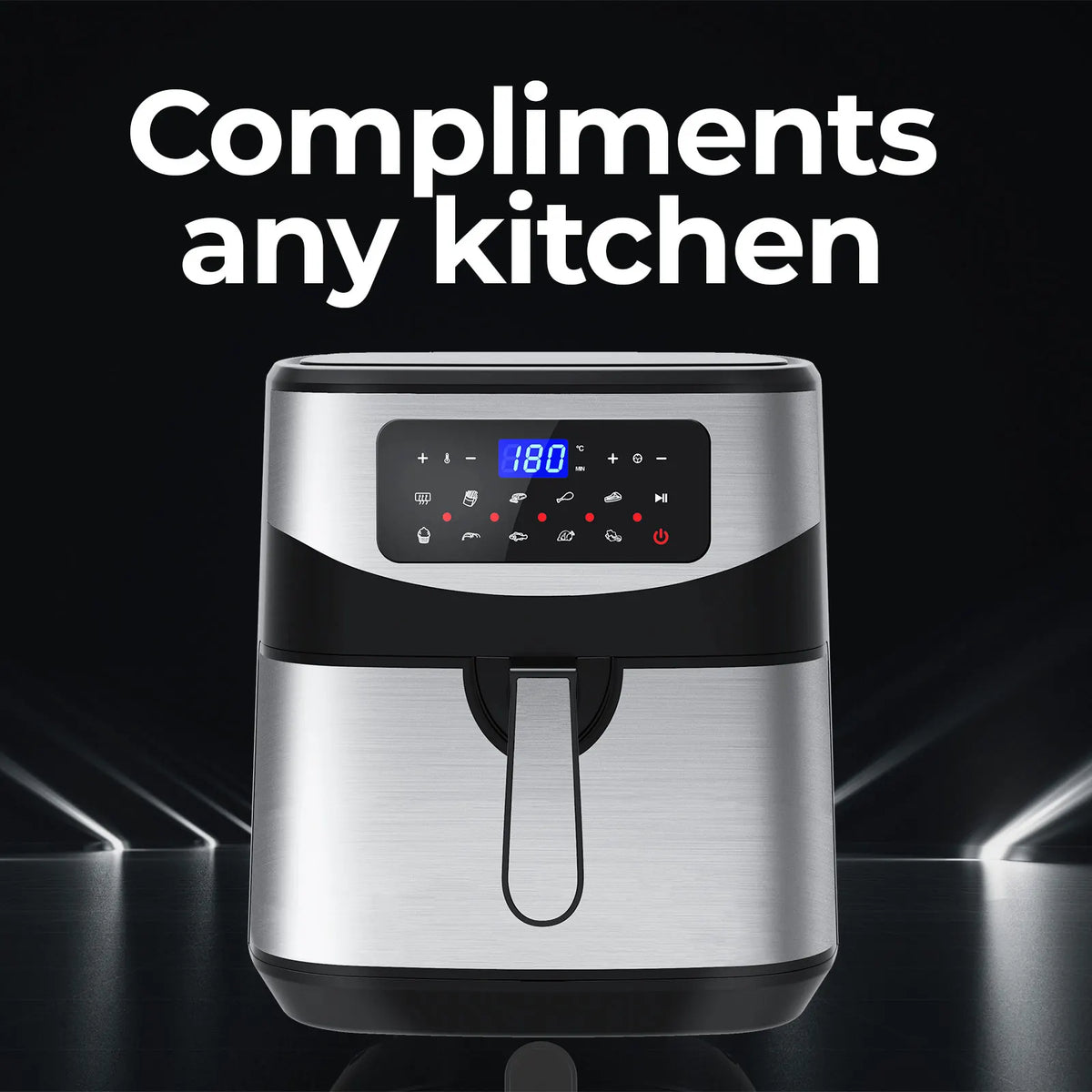 Kitchen Couture 12 Litre Air Fryer Multifunctional LCD One Touch Display Silver - Image 9