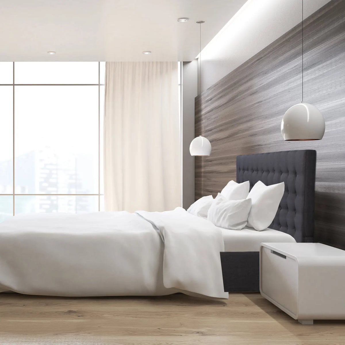 Milano Decor Eden Gas Lift Bed With Headboard Platform Storage Dark Grey Fabric - King Single - Dark Grey - Image 5
