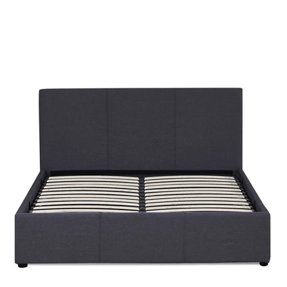 Milano Luxury Gas Lift Bed Frame Base And Headboard With Storage - Double - Charcoal - Image 5