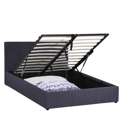 Milano Luxury Gas Lift Bed Frame Base And Headboard With Storage - Double - Charcoal - Image 7