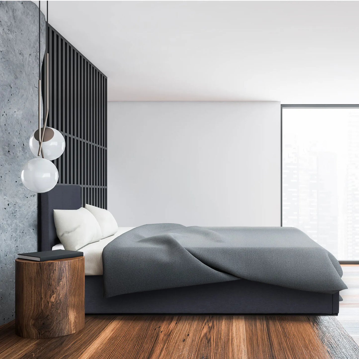 Milano Luxury Gas Lift Bed Frame Base And Headboard With Storage - Double - Charcoal - Image 8