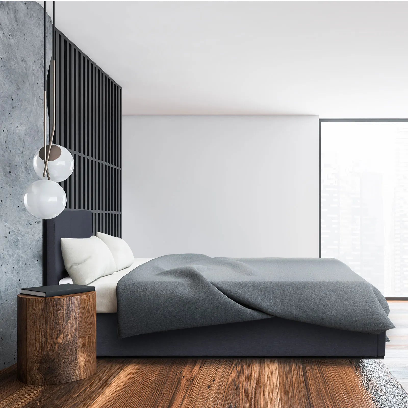 Milano Luxury Gas Lift Bed Frame Base And Headboard With Storage - Double - Charcoal - Image 8